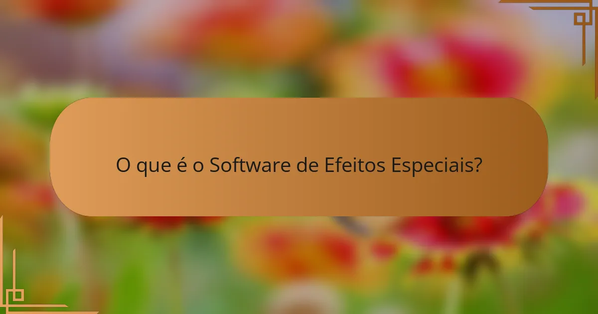 O que é o Software de Efeitos Especiais?