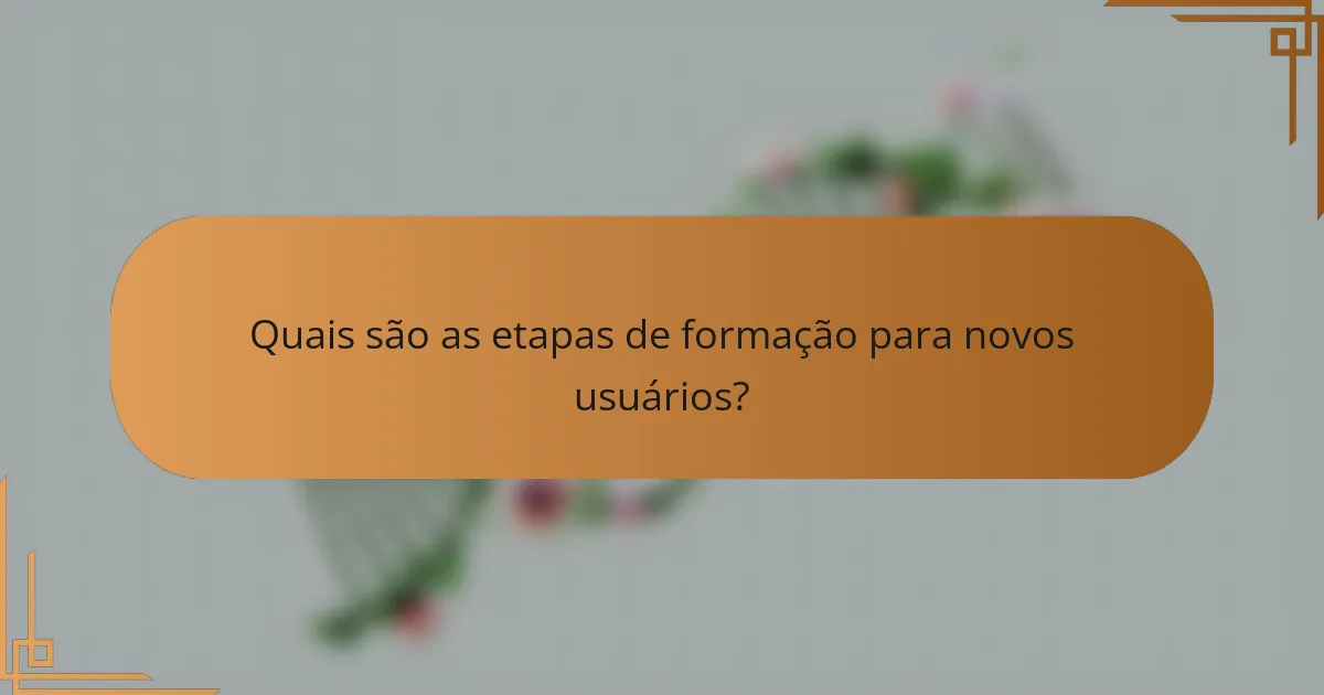 Quais são as etapas de formação para novos usuários?
